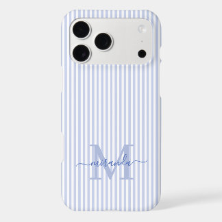 Blue & White Stripes Monogram Initial