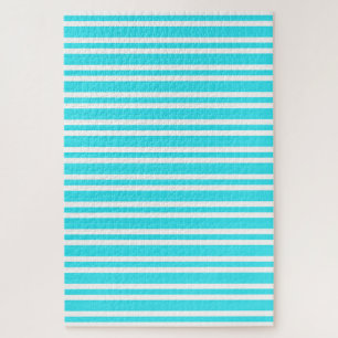 Blue White Stripes Pattern Jigsaw Puzzle