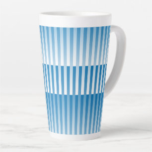Blue White Stripes Pattern Latte Mug