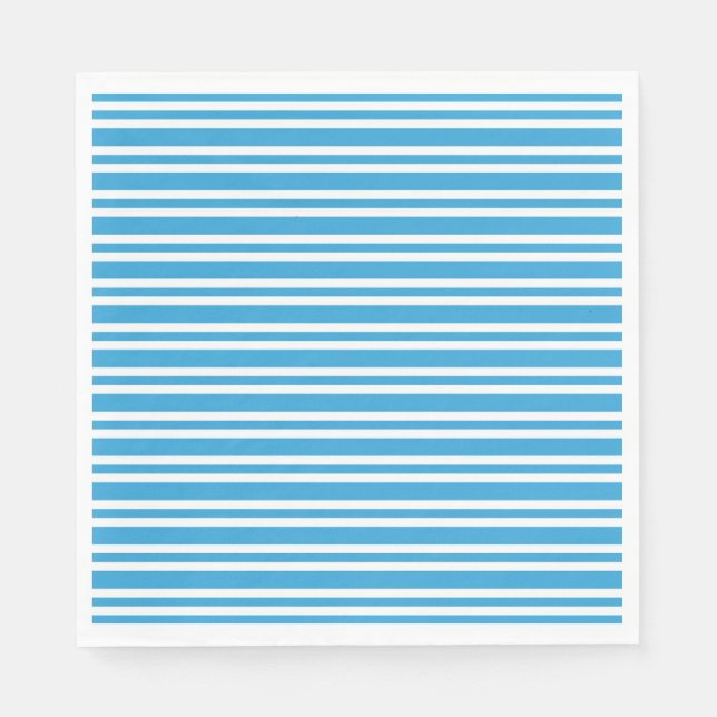 Blue White Stripes Pattern Napkin (Front)