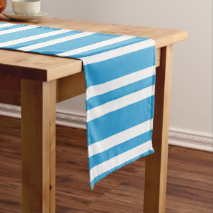 Blue White Stripes Pattern Short Table Runner