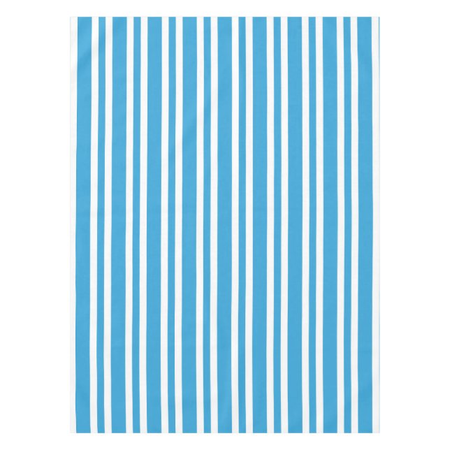 Blue White Stripes Pattern Tablecloth (Front)