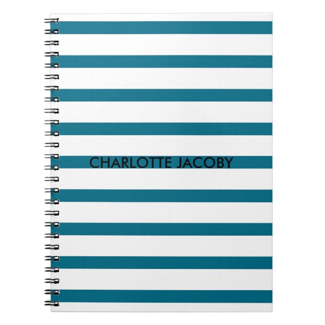 Blue & White Stripes Personalised Notebook (Front)
