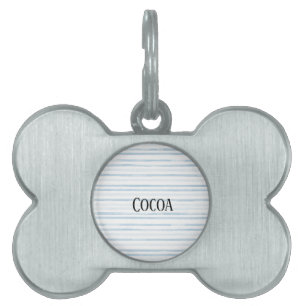 Blue White Stripes Pet ID Tag