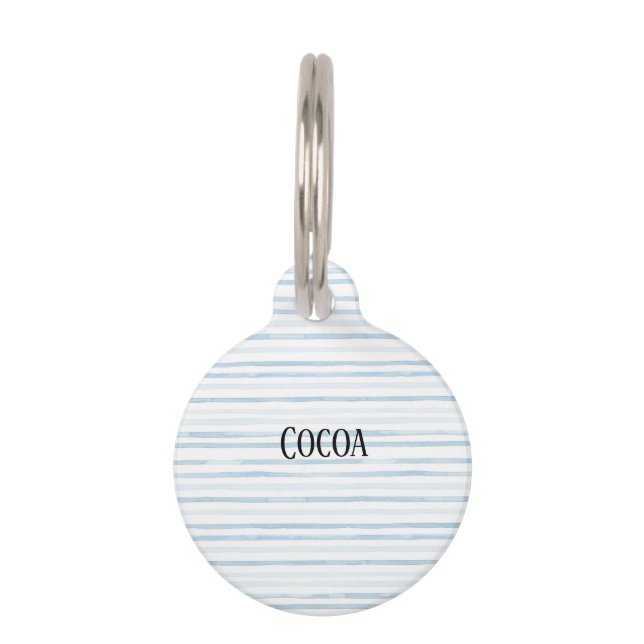 Blue White Stripes   Pet Tag (Front)