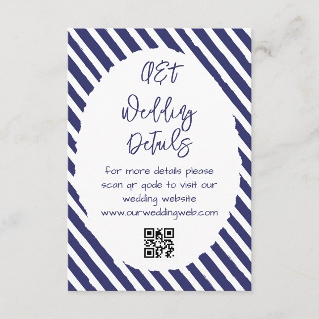 Blue White Stripes Wedding Details Enclosure Card (Front)