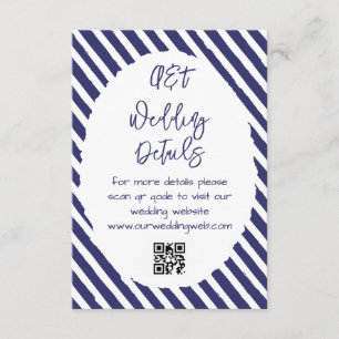 Blue White Stripes Wedding Details Enclosure Card