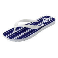 Blue & White Stripes With Nautical Boat Wheel 2