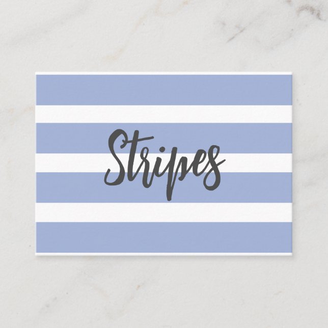 Blue White Summer Coastal Stripe Pattern Business Card (Front)
