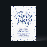 Blue & White | Surprise Adult Birthday Party Invitation<br><div class="desc">Celebrate your special day with this simple surprise birthday party invitation. This blue & white invitation design features modern typography "shhh... it's a Surprise Party!" with confetti background. You can customise the text to any age( 30th, 40th, 50th, 60th, 70th... etc) or event. More party invitations and matching party supplies...</div>