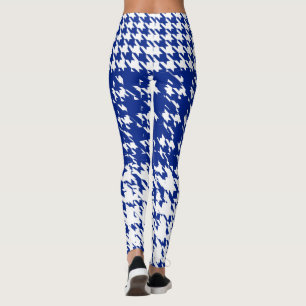 Blue White Sweden Winter Houndstooth Leggings
