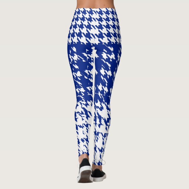 Blue White Sweden Winter Houndstooth Leggings (Back)
