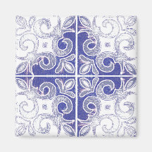 Blue White Swirl Inspired by Portuguese Azulejos