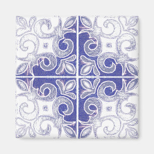 Blue White Swirl Inspired by Portuguese Azulejos Magnet