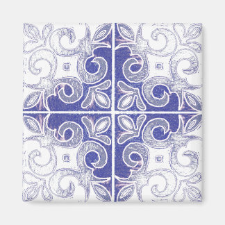 Blue White Swirl Inspired by Portuguese Azulejos Magnet