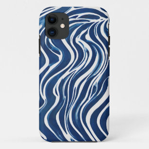 Blue White Swirl Pattern 06 iPhone 11 Case