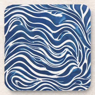 Blue White Swirl Pattern 06 Coaster