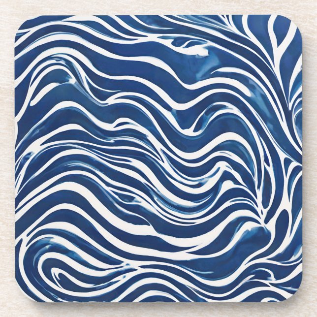 Blue White Swirl Pattern 06 Coaster (Front)