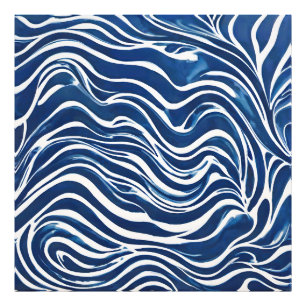 Blue White Swirl Pattern 06 Photo Print