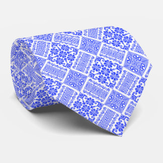 Blue & White Tatreez Henna Thobe Pattern Tie