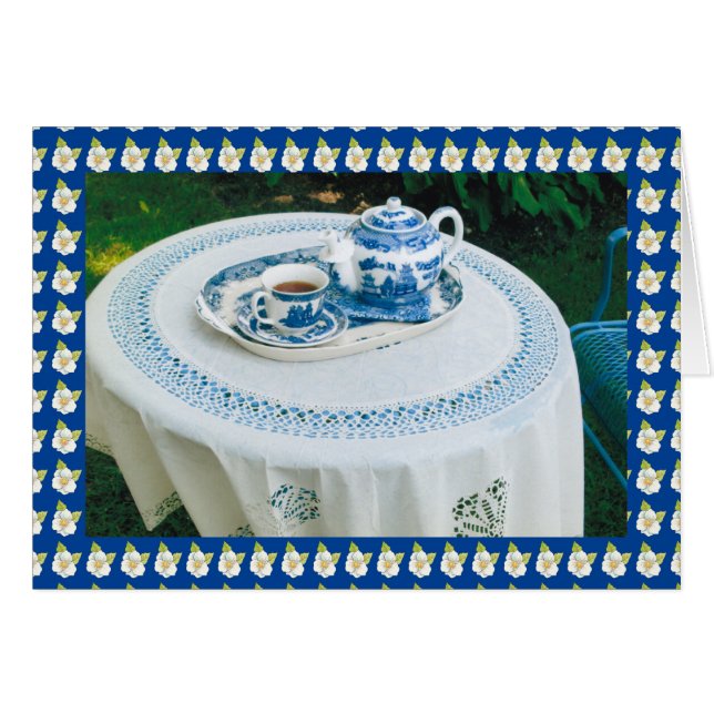Blue & White Tea Time flowers (Front Horizontal)