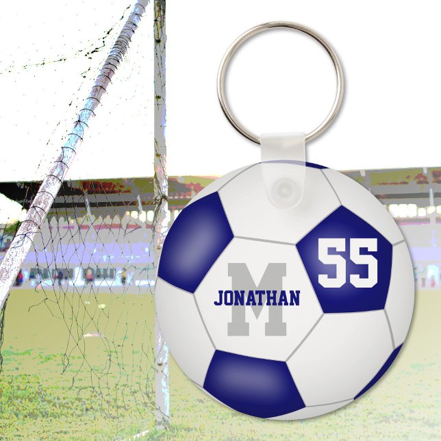 blue white team colours boys girls soccer ball key ring (Creator Uploaded)