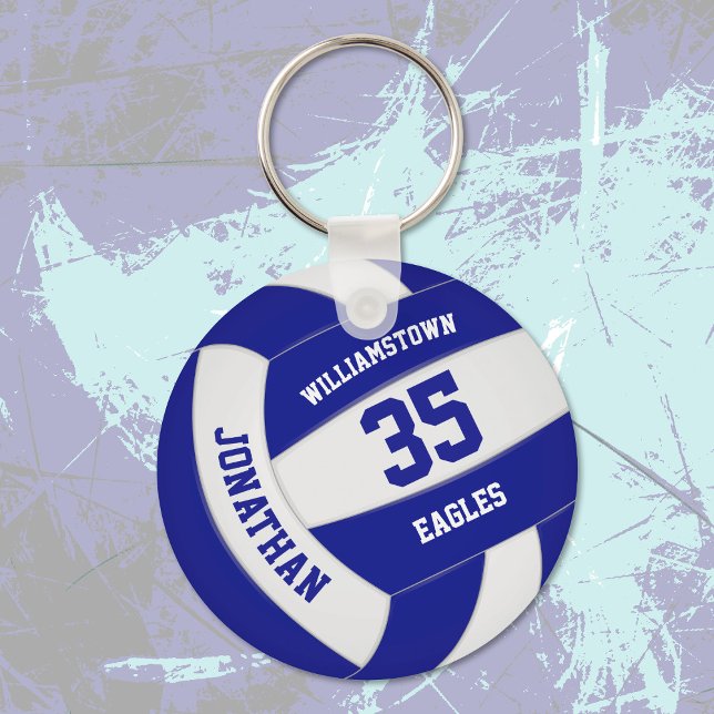 blue white team colours boys girls volleyball key ring (Creator Uploaded)