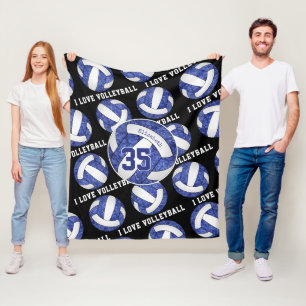 blue white team colours girls I love volleyball Fleece Blanket