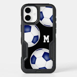 blue white team colours soccer balls monogrammed