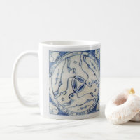 Blue & White Three Hares Rabbits Medallion Symbol