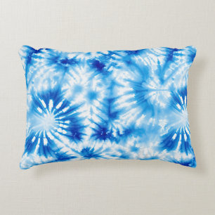 Blue White Tie Dye Decorative Cushion