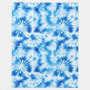 Blue White Tie Dye Fleece Blanket