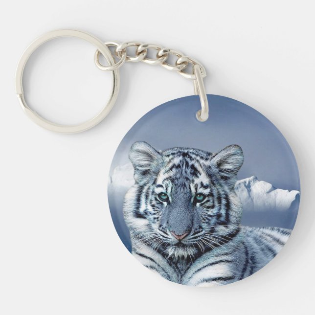 Blue White Tiger Key Ring (Front)