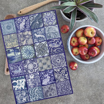 Blue White Tile Design Antique Vintage Modern