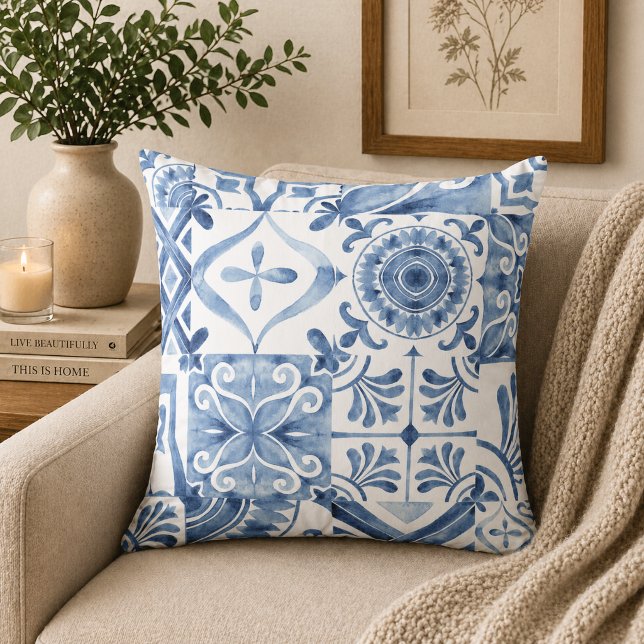 Blue & White Tile Inspired  Cushion (Creator Uploaded)