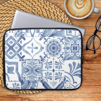 Blue & White Tile Inspired Laptop Sleeve