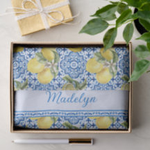 Blue White Tile Lemon Mediterranean Pattern Name