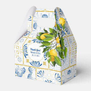 Blue White Tile Lemon Mediterranean Wedding Favour Box