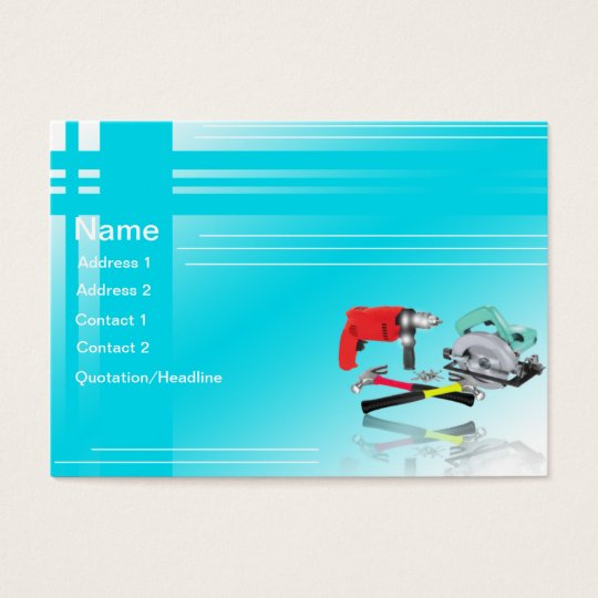 Blue white Tools Construction Business Card