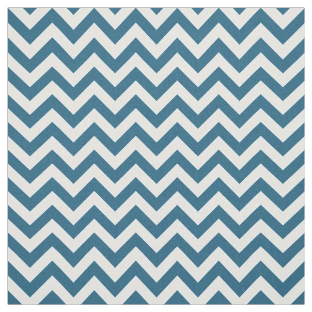Blue White Trendy Chevron Pattern Fabric (Swatch)