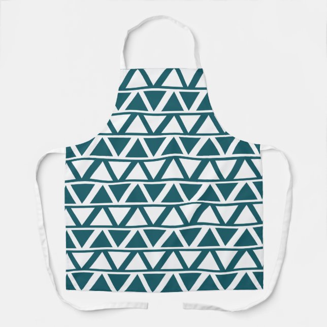 Blue White Triangle Stripes Geometric Pattern      Apron (Front)