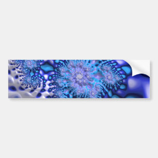Blue & White Trippy Groovy Fine Fractal Abstract Bumper Sticker