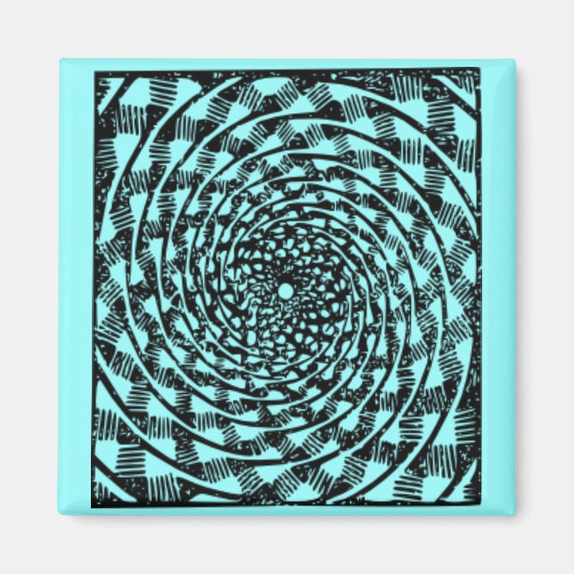 Blue & White Trippy Tunnel Magnet (Front)