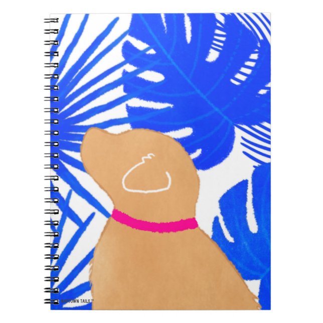 Blue White Tropical Island Yellow Dog  Notebook (Front)