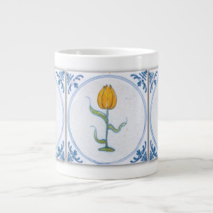 Blue White Tulip Faux Tile Coffee Mug