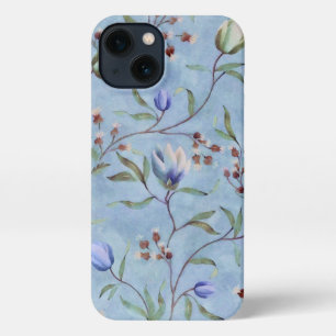Blue & White Tulips Anemones Pattern iPhone 13 Case