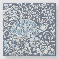 Blue & White Turtle Woodland Animal Floral Delft
