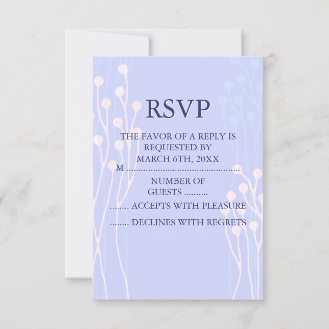 Blue & White Twig Design RSVP (Front)