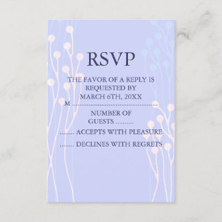 Blue & White Twig Design RSVP Card