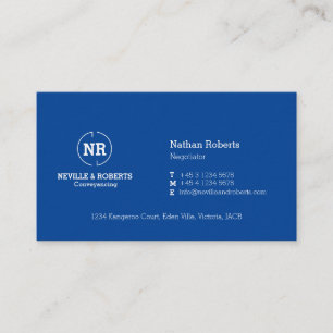 Blue white two letter logo business card